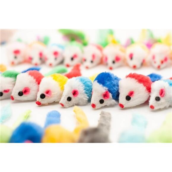 Fashion's Talk 48-Count Assorted Mice Cat Toys Furry Rattle Mouse Kitten Toy - Picture 6 of 8